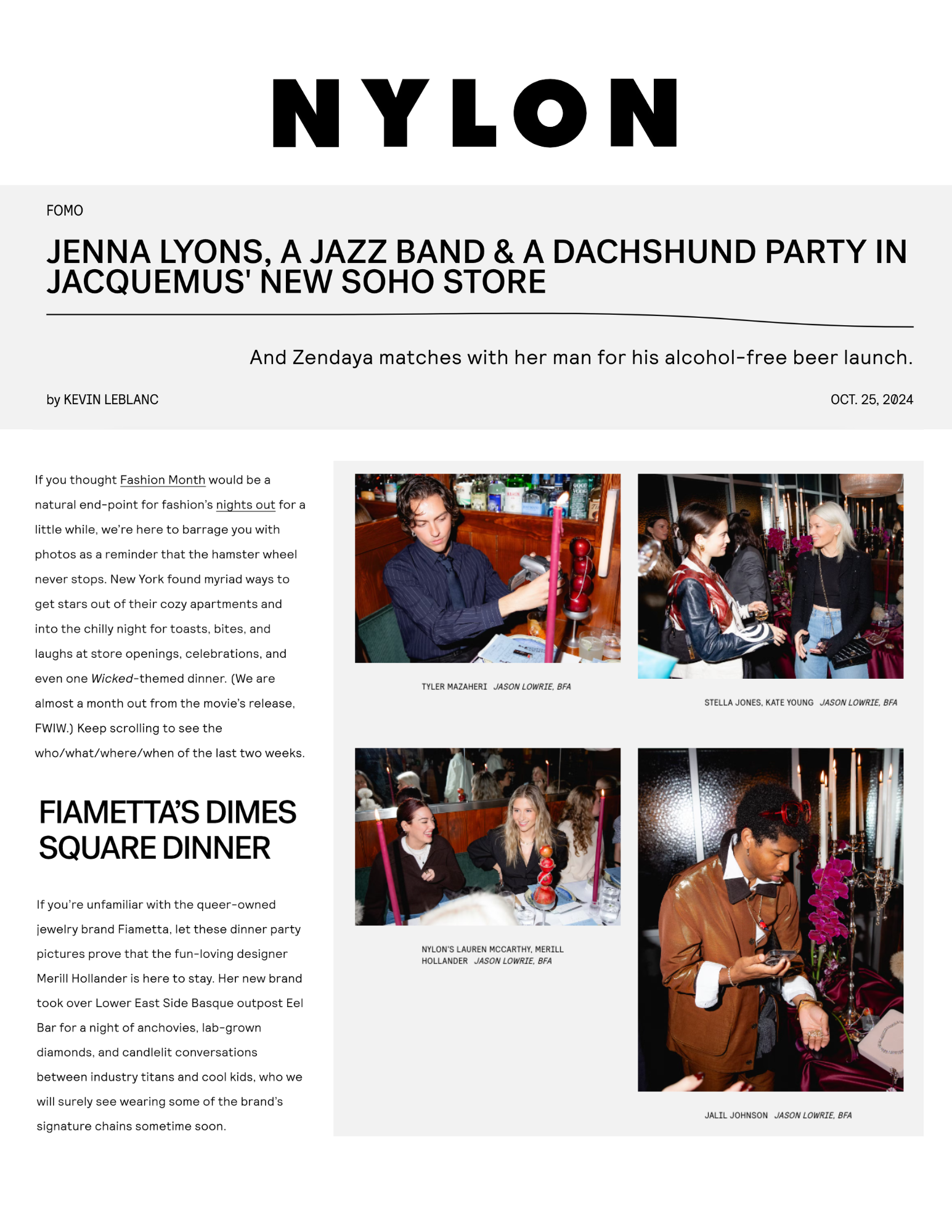 FIAMETTA'S DIMES SQUARE DINNER Nylon Magazine