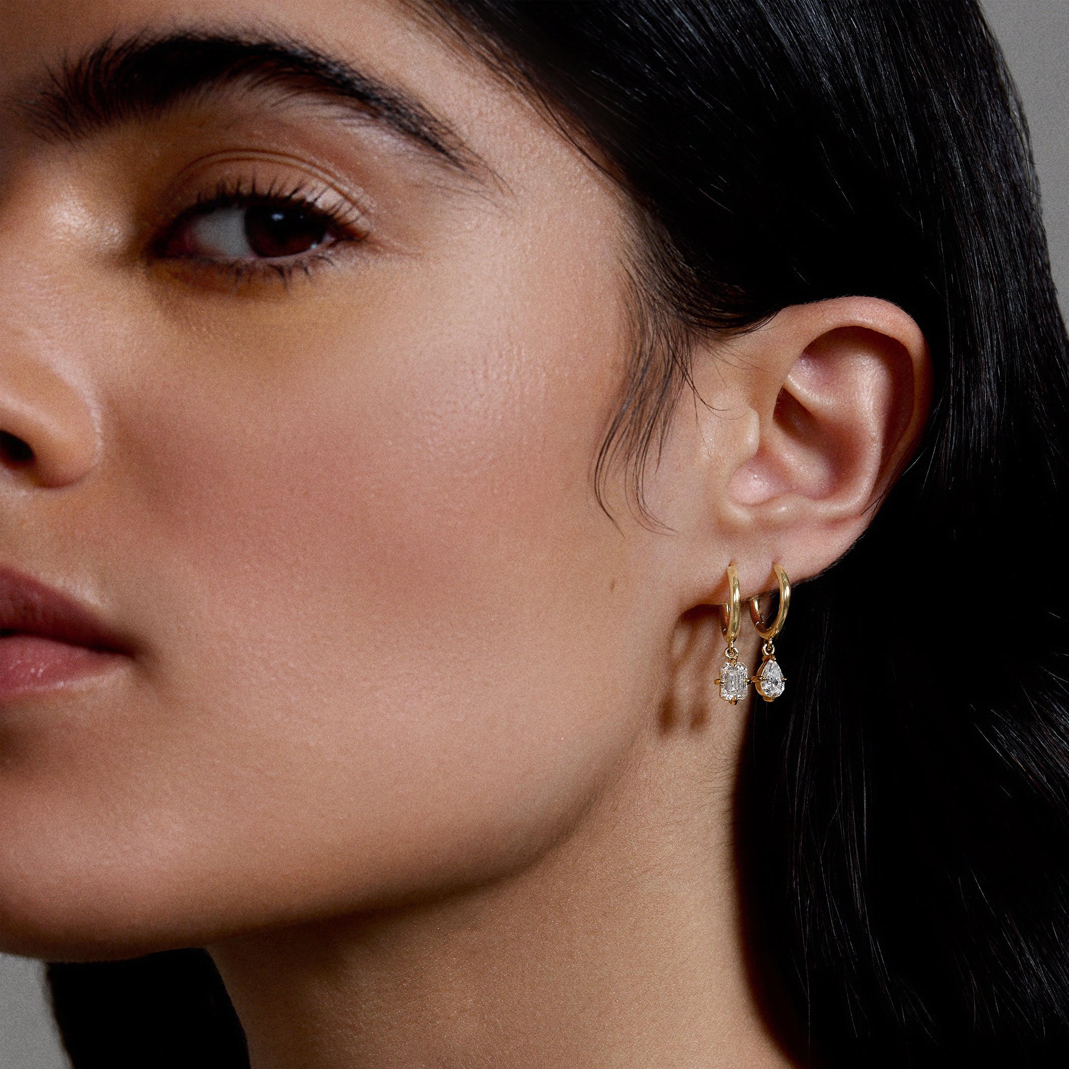 gold emerald cut hoops