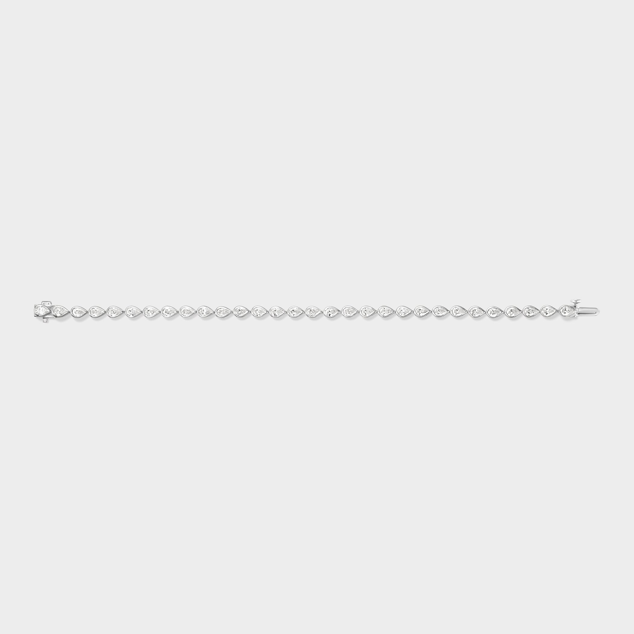 pear diamond tennis bracelet in white gold