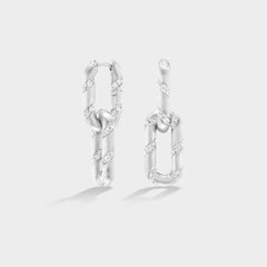 14k white gold double link earrings