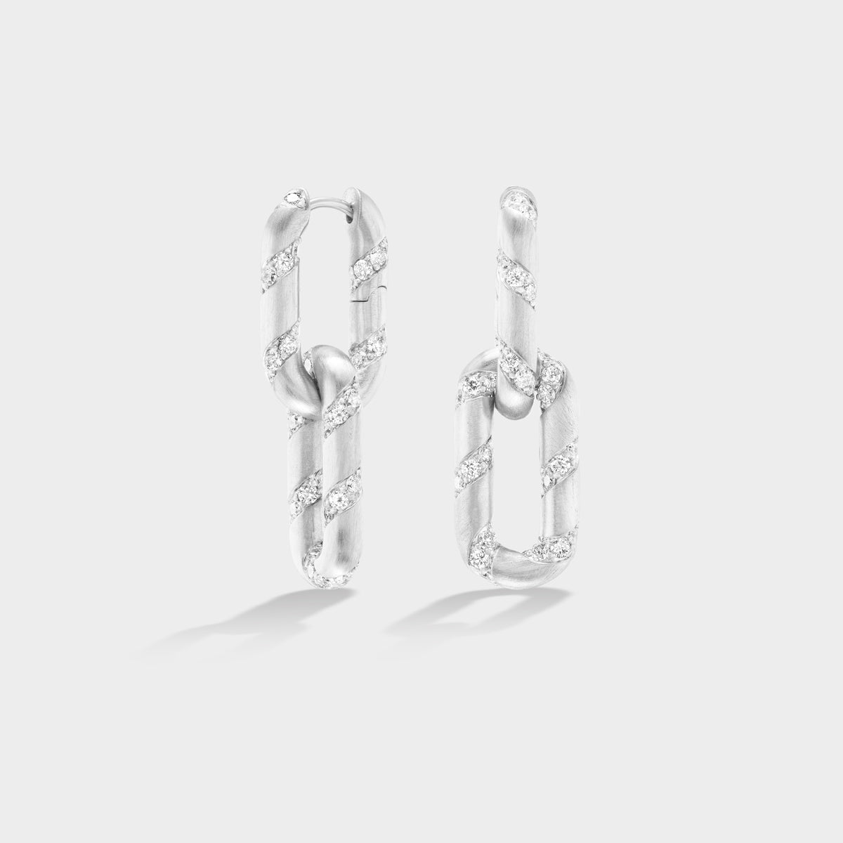 14k white gold double link earrings