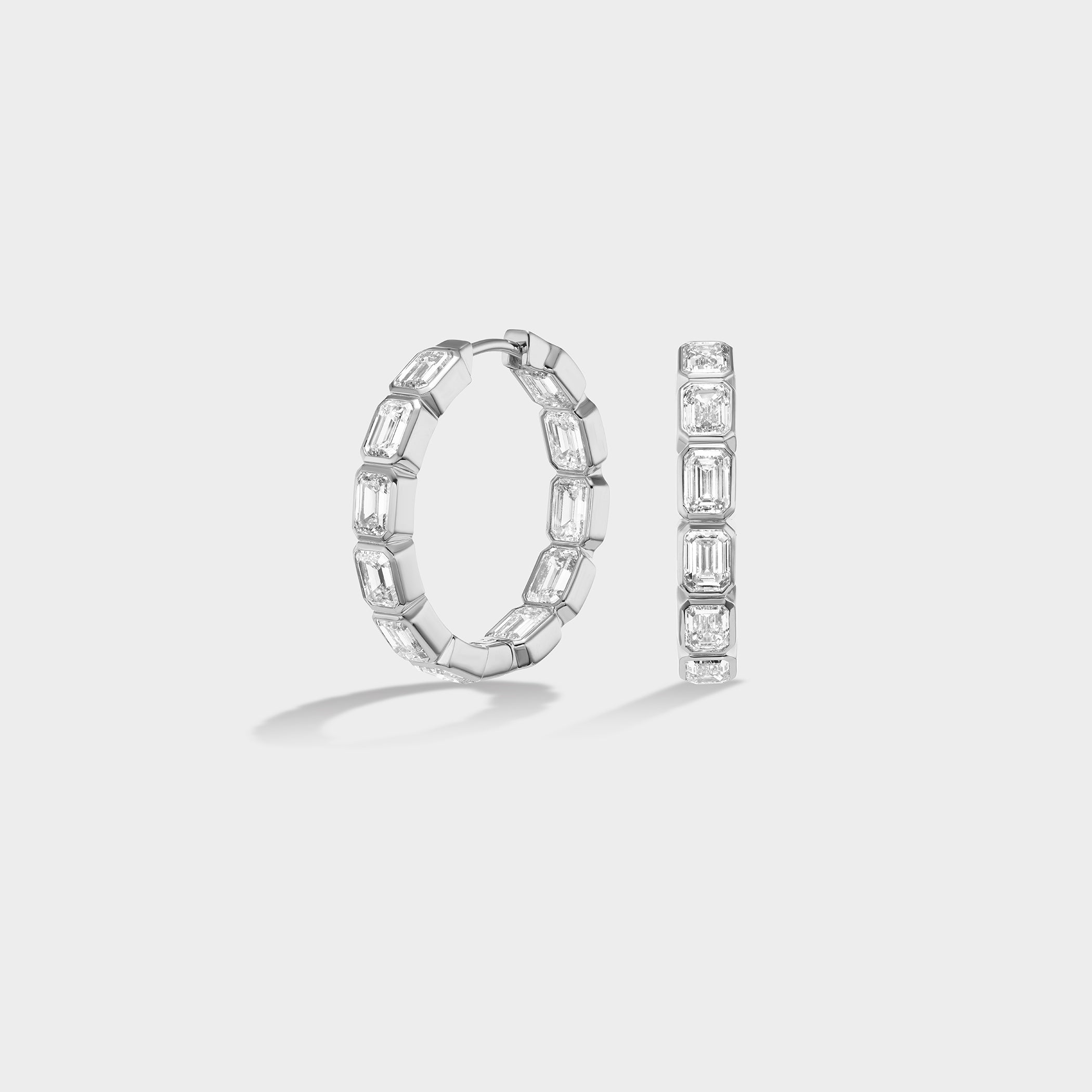 Lab Grown Diamond Hoop Earrings in 14k White Gold 