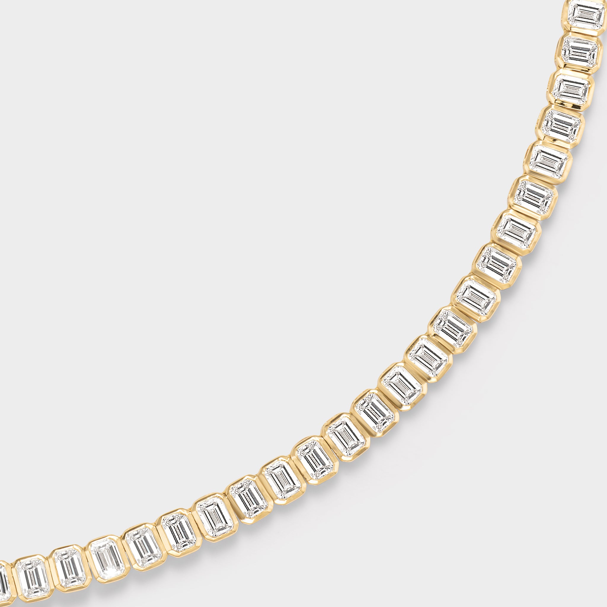 Gold Emerald Cut Tennis Necklace 