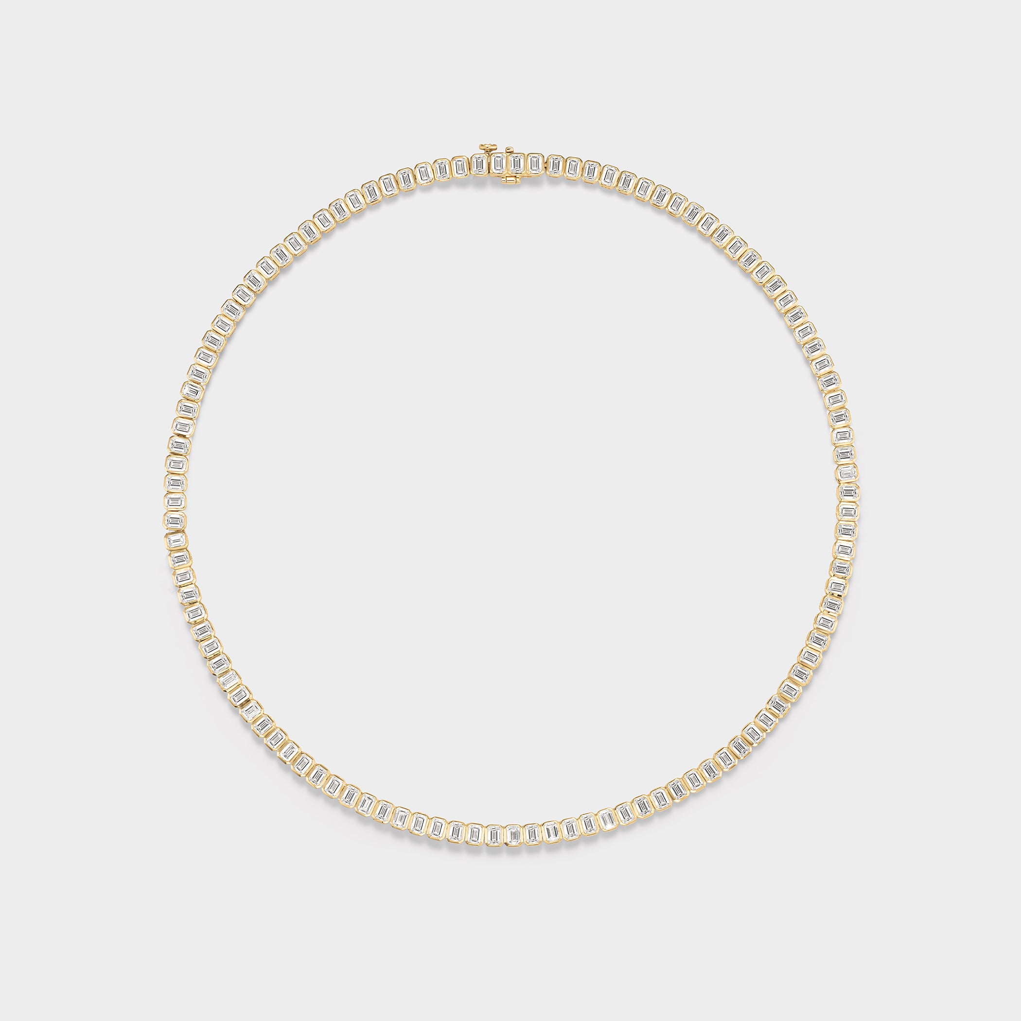 Emerald Cut Tennis Necklace in 14k yellow gold