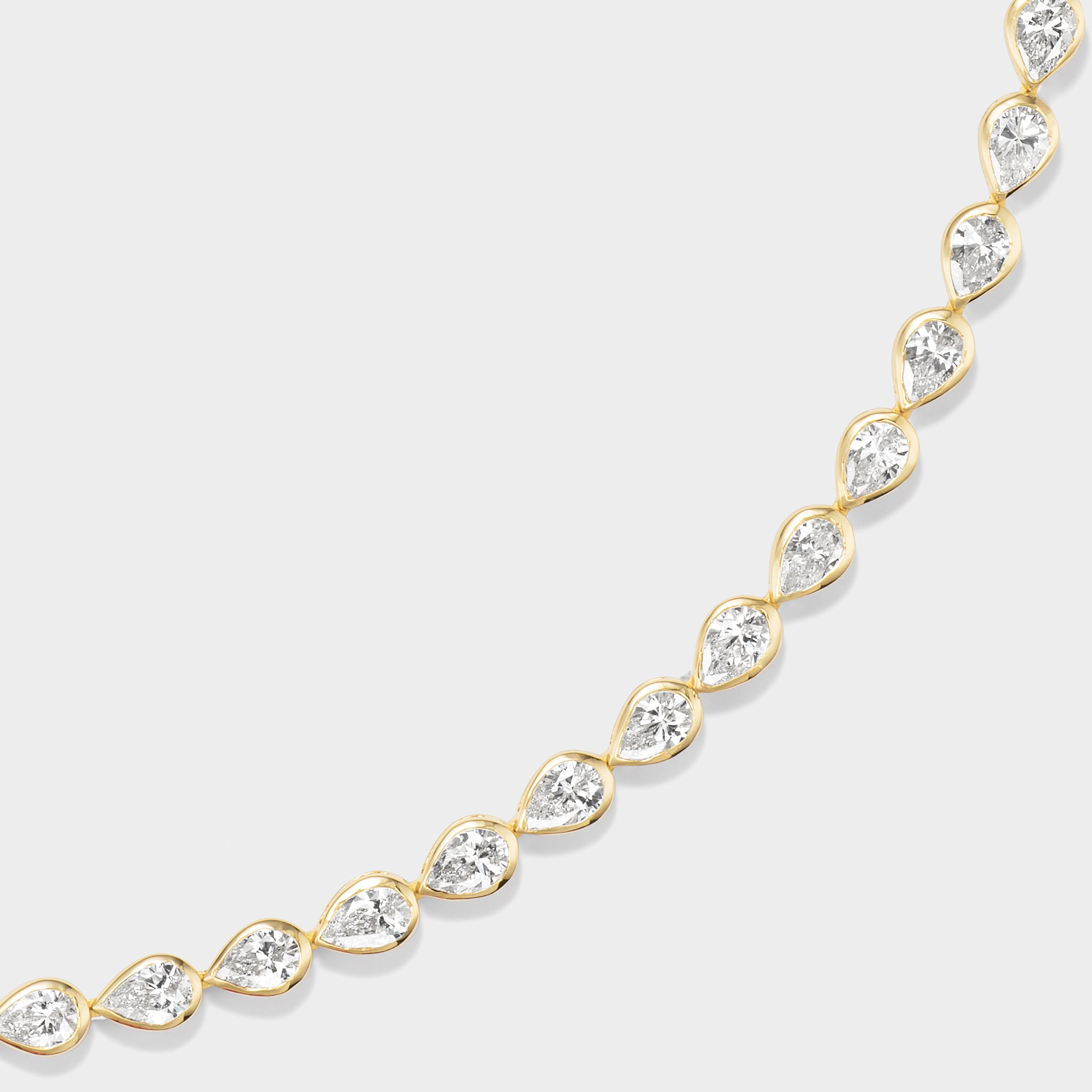 gold pear diamond tennis necklace