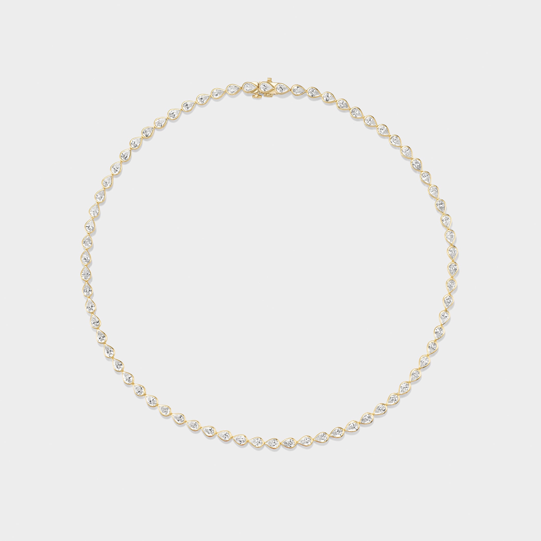 pear diamond tennis necklace in 14k gold