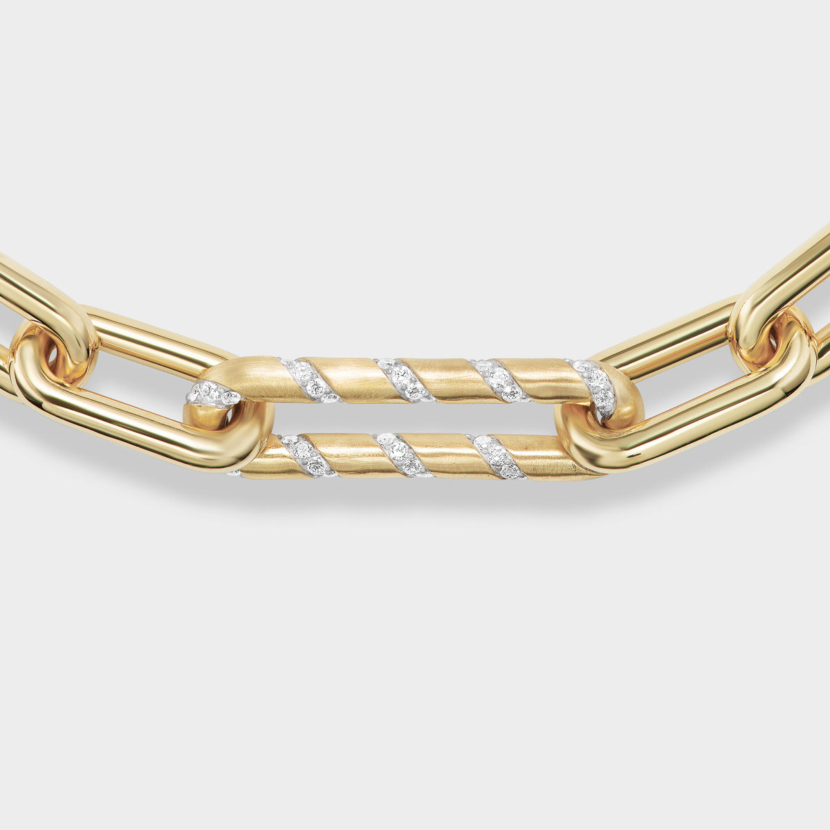 bold graduated link necklace with diamonds