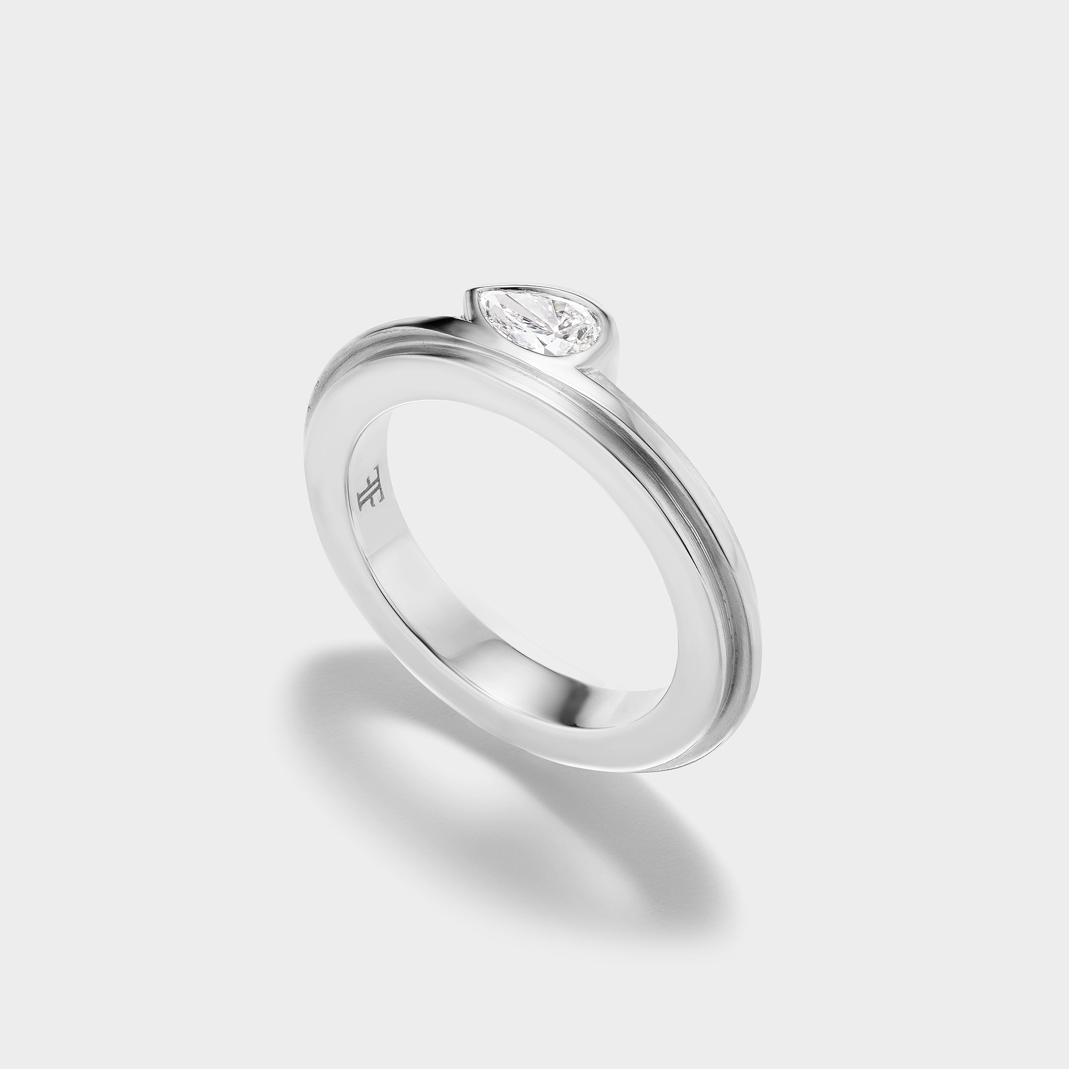 white gold pear diamond ring