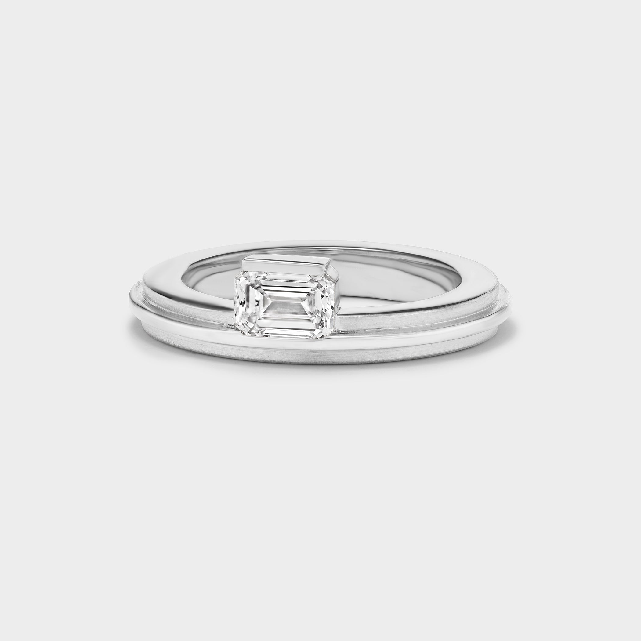 emerald cut diamond ring in white gold