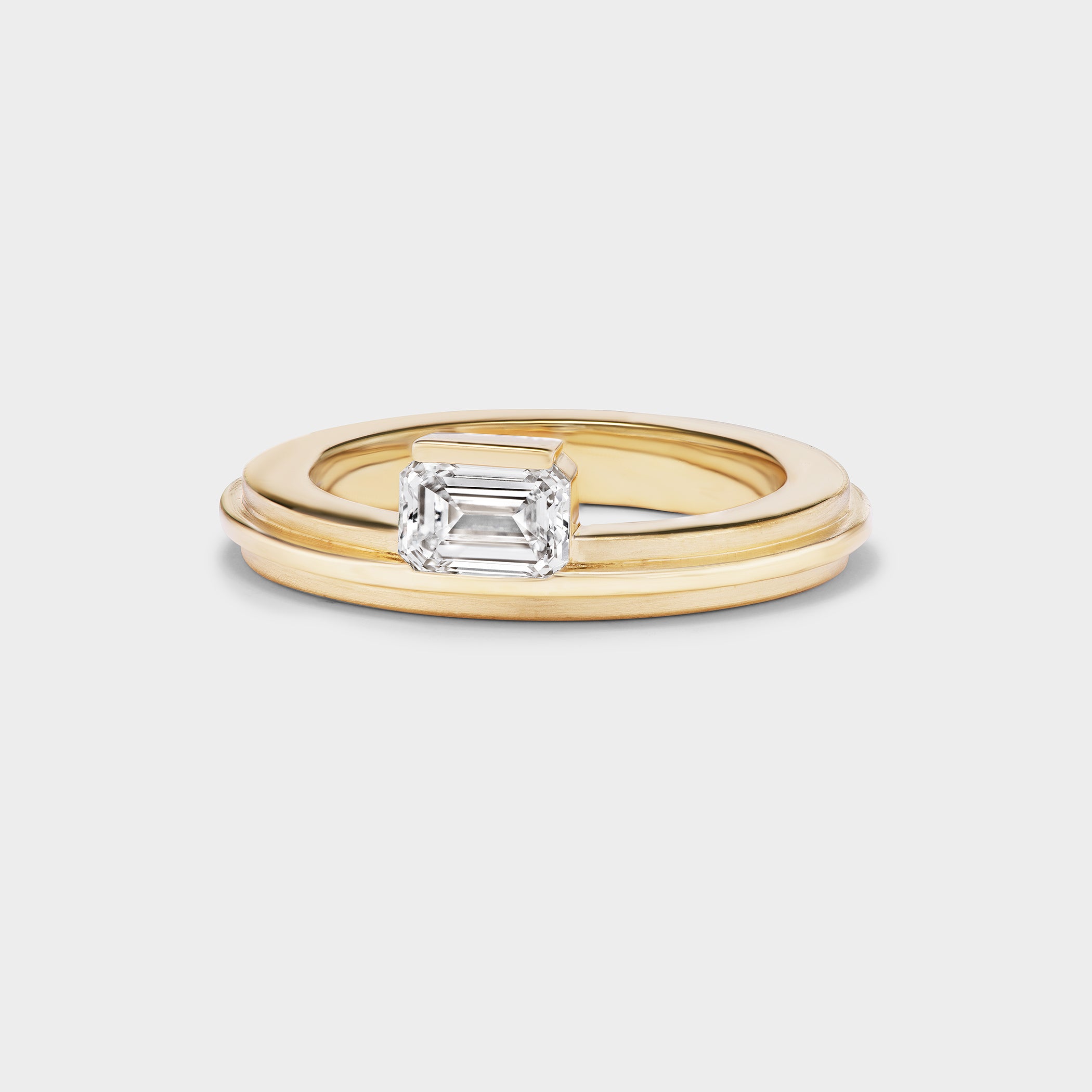 emerald cut diamond ring gold band