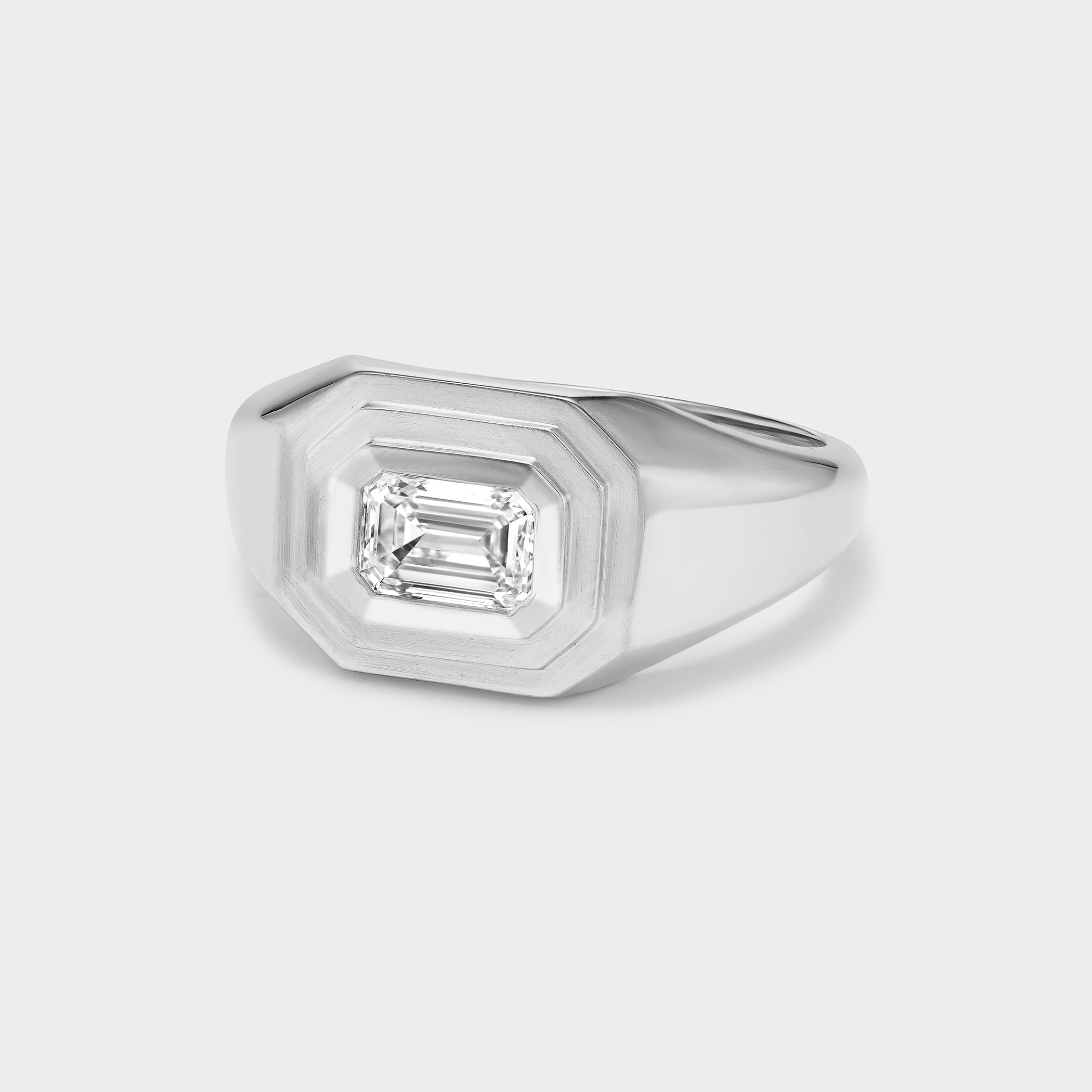 emerald-cut diamond pinky ring