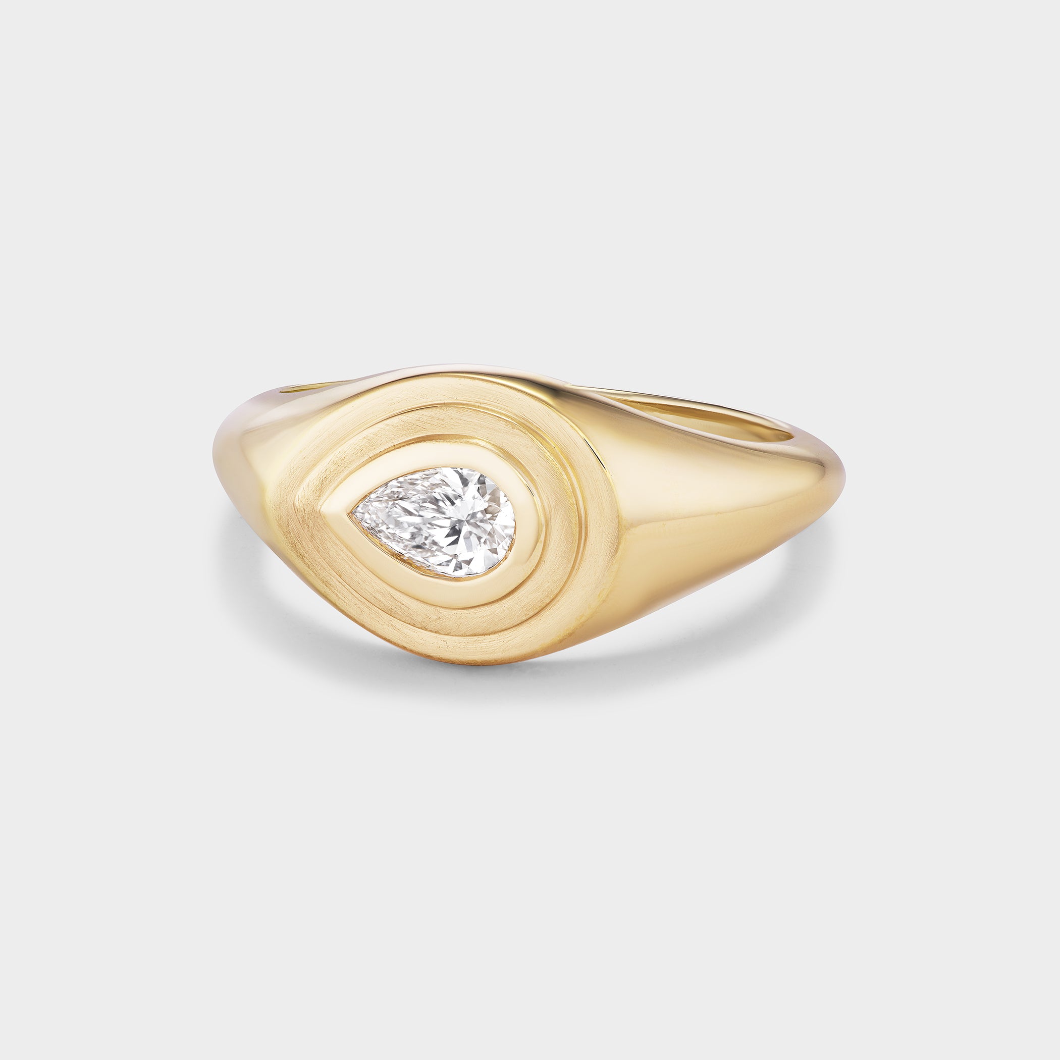 Gold Signet Pinky Ring with lab grown diamond